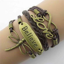 Load image into Gallery viewer, Vintage Believe LOVE Carta Libélula Handweb Pulsera
