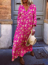 Load image into Gallery viewer, Vestido feminino de manga 3/4 com decote em V solto
