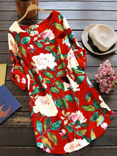Load image into Gallery viewer, Vestido de linho de algodão com estampa floral de manga comprida

