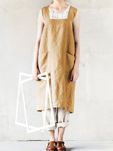Load image into Gallery viewer, Vestido feminino de ombro de algodão e linho
