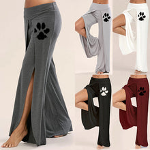 Load image into Gallery viewer, Dog Paw Wide Leg Side Slit Flowy Yoga Pants
