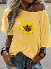 Load image into Gallery viewer, Camiseta feminina de algodão com estampa de crisântemo
