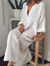 Load image into Gallery viewer, Vestido plus size em linho de algodão liso
