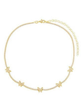 Load image into Gallery viewer, Collar Collar Clavícula Mariposa Apilada Circón Oro 18K
