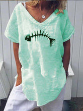 Load image into Gallery viewer, Women's Loose Print Cotton and Linen Short Sleeve Top

