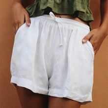 Load image into Gallery viewer, Shorts de linho de algodão com cordão confortável
