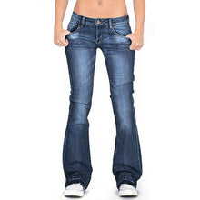 Load image into Gallery viewer, Low rise, faded and frayed bootcut jeans
