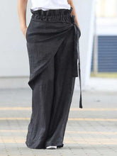 Load image into Gallery viewer, Solid Color Plain Linen Bow Tie Pants
