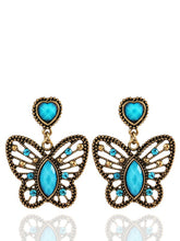 Load image into Gallery viewer, Pendientes retro mariposa hueca Pendientes de diamantes salvajes
