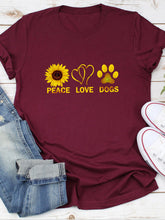 Load image into Gallery viewer, PEACE LOVE DOGS Sunflower Print T-Shirt for Women
