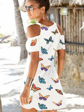 Load image into Gallery viewer, Butterfly Printed Shoulder Beach Dress
