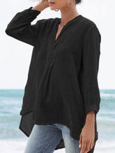 Load image into Gallery viewer, Camisa de mujer de algodón y lino fino con mangas de 9 puntos
