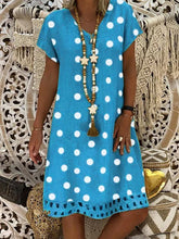 Load image into Gallery viewer, Vestido feminino de algodão e linho com bolinhas
