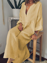 Load image into Gallery viewer, Vestido plus size em linho de algodão liso
