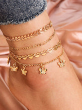Load image into Gallery viewer, Mariposa flecha hoja hoja borla amor forma de corazón multicapa 4 cuatro piezas zapatos de cadena
