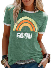 Load image into Gallery viewer, Camiseta casual com estampa do arco-íris para mulheres
