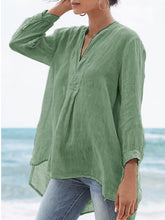 Load image into Gallery viewer, Camisa de mujer de algodón y lino fino con mangas de 9 puntos
