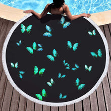 Load image into Gallery viewer, Toalla de playa retro redonda con estampado de mariposas
