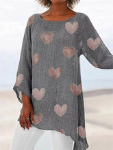 Load image into Gallery viewer, Camiseta de mujer con cuello redondo y estampado de lino y algodón
