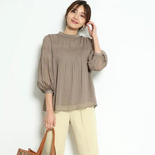 Load image into Gallery viewer, Chiffon shirt with sweet bow tie and ruffle sleeves
