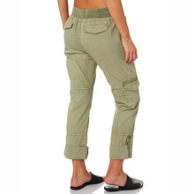 Load image into Gallery viewer, Calça cargo feminina cáqui com bolsos
