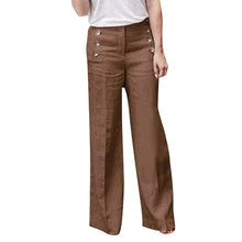 Load image into Gallery viewer, Cotton pants with wide buttons in plain cotton
