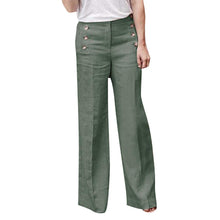 Load image into Gallery viewer, Cotton pants with wide buttons in plain cotton
