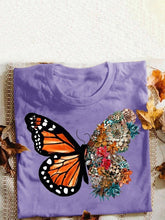 Load image into Gallery viewer, Camiseta de manga curta com estampa borboleta
