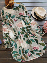 Load image into Gallery viewer, Vestido de algodón y lino con estampado floral para mujer
