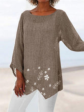Load image into Gallery viewer, Camiseta feminina de algodão e linho solta
