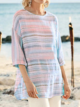 Load image into Gallery viewer, Camisa de mujer de manga larga de lino y algodón a rayas
