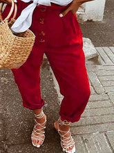 Load image into Gallery viewer, Women Vintage Solid Cotton High Waist Casual Pants
