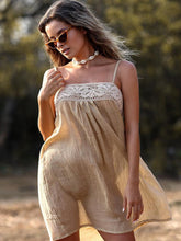 Load image into Gallery viewer, Vestido feminino de algodão e linho com renda
