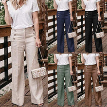 Load image into Gallery viewer, Cotton pants with wide buttons in plain cotton
