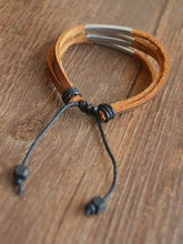 Load image into Gallery viewer, Pulseira multicamadas unissex em couro envelhecido retrô
