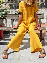 Load image into Gallery viewer, Short sleeve jumpsuit with square neck
