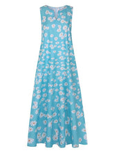 Load image into Gallery viewer, Vestido maxi sem mangas com decote em V e vestido maxi estampado daisy
