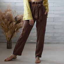 Load image into Gallery viewer, Light linen pants with laces
