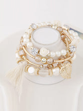 Load image into Gallery viewer, Women Metal Crystal Pearl Leaf Temperament Acorn Multilayer Bracelet
