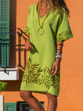 Load image into Gallery viewer, Vestido feminino largo e confortável estampado de algodão e linho
