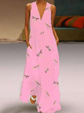 Load image into Gallery viewer, V-neck dragonfly print dress for women
