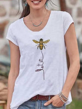 Load image into Gallery viewer, Short-sleeved T-shirt with round neck and small bee print
