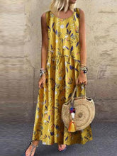 Load image into Gallery viewer, Vestido feminino bordado com estampa boêmia sem mangas
