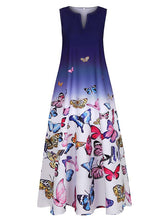 Load image into Gallery viewer, Boho long dress with butterfly print and tie dye effect
