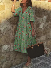 Load image into Gallery viewer, Long Sleeve V Neck Women's Dress
