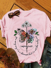 Load image into Gallery viewer, Camiseta feminina de manga curta com estampa margarida redonda
