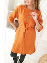 Load image into Gallery viewer, Vestido feminino de algodão e renda folgada
