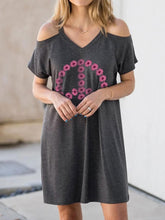 Load image into Gallery viewer, Women's Daisy Peace Sign Print Off Shoulder Dress
