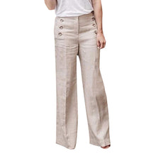 Load image into Gallery viewer, Cotton pants with wide buttons in plain cotton
