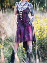 Load image into Gallery viewer, Vestido feminino com alças tingidas vintage com bainha irregular
